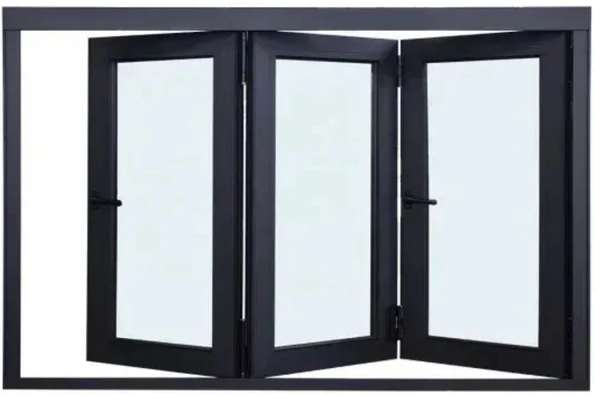 Aluminum Bifold Window 36″Wx36″H                              OUT SWING FROM EXTERIOR VIEW