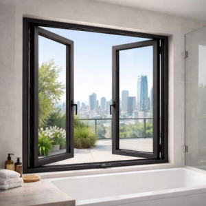 Aluminum Bifold Window 36″Wx36″H                              OUT SWING FROM EXTERIOR VIEW