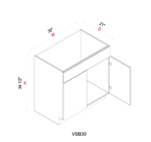 JW-VSB30- Frameless Vanity Door